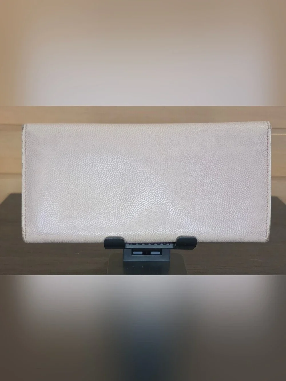 Salvatore Ferragamo Gancini Continental Wallet Taupe Pebbled Leather W/ COA